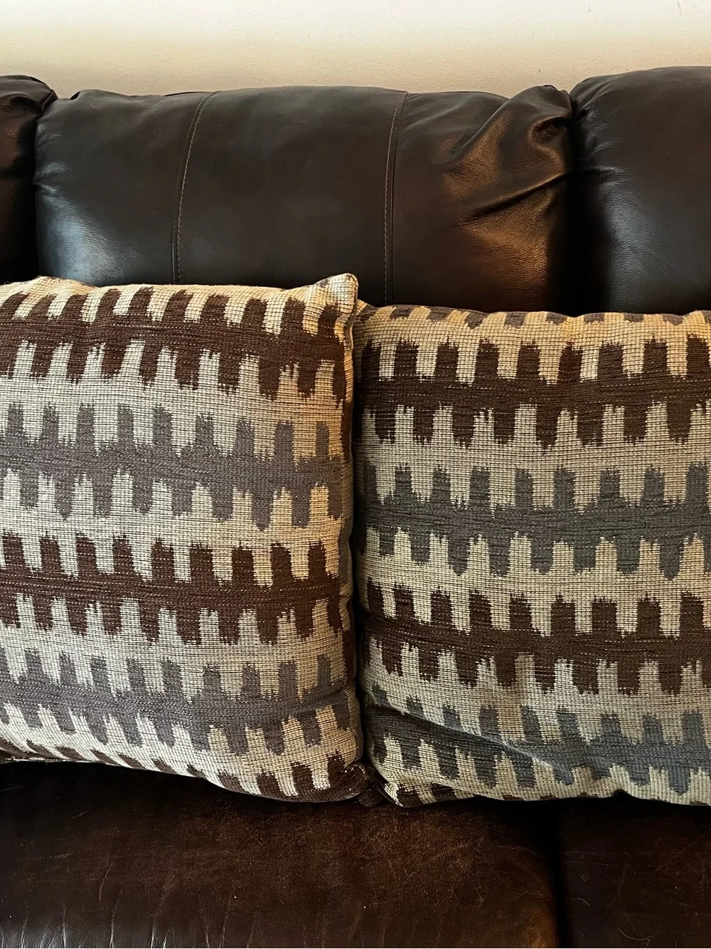 Neutral Geometric Accent Pillow Pair - Brown & Gray set of 2